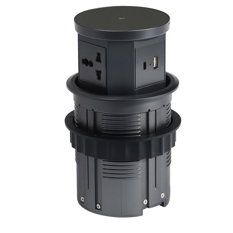 W9气动升降插座通用三插+USB（英标线）